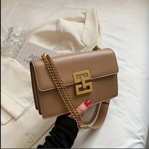 Elegant Tan Chain Shoulder Bag
